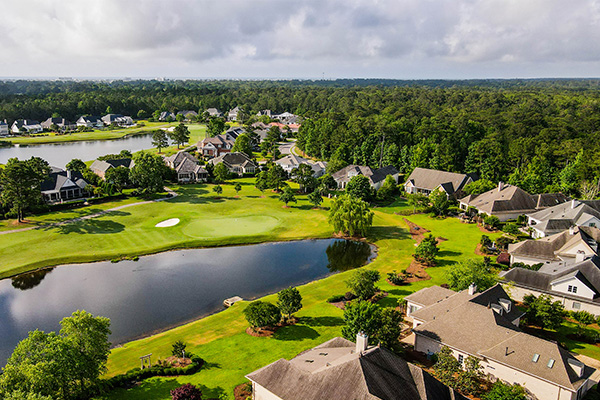 Landfall homes overlooking a pond and golf course