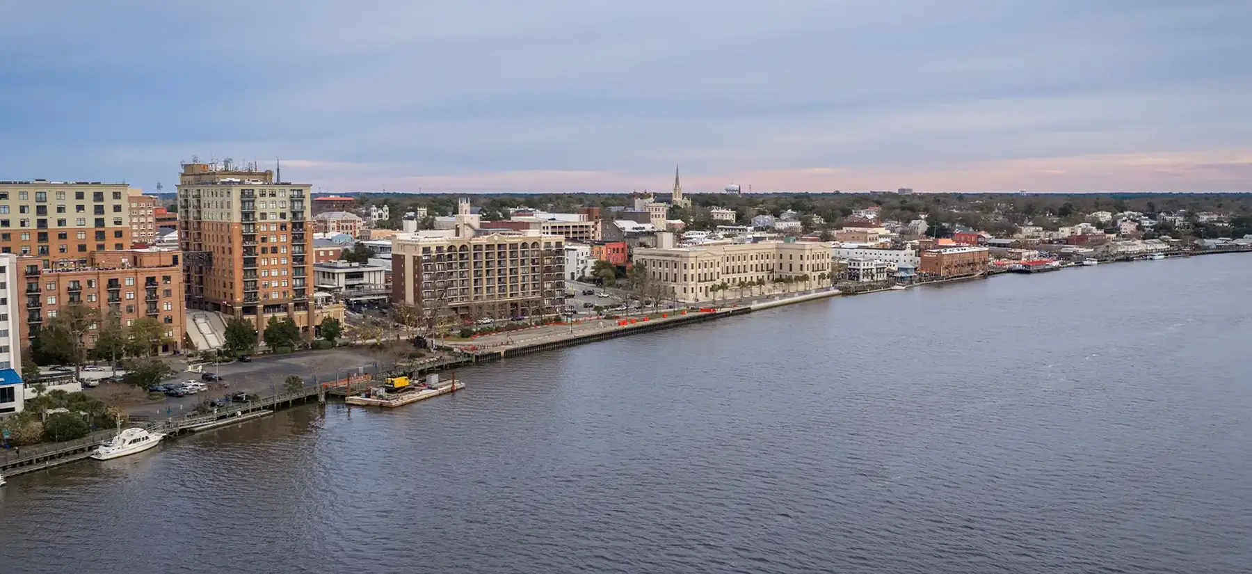Downtown Wilmington and the riverfront along the Cape Fear River
